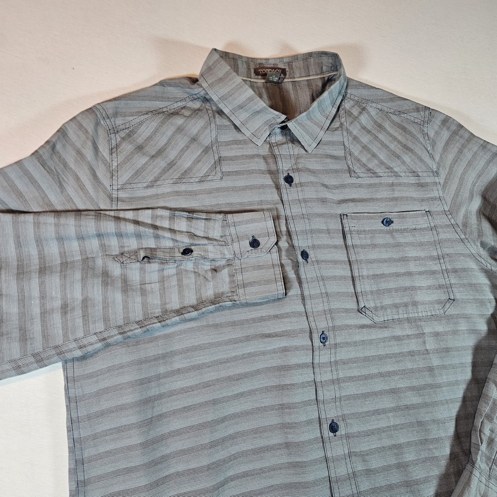 Toad And Co Shirt Men's Long Sleeve‎ Wonderer Size XL Gray Houndstooth Plaid